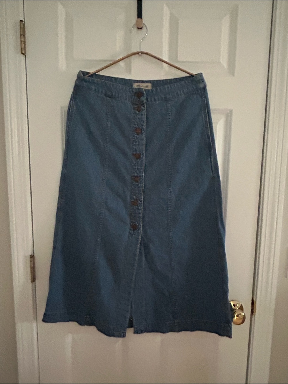 Madewell Button-Front A-Line Denim Midi Skirt - Size 29